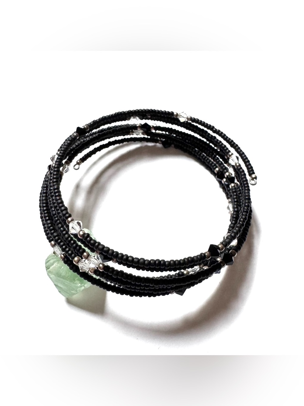 SILPADA Bracelet Black Sterling Silver B0634 Crystal Beaded Wrap V.GOOD COND